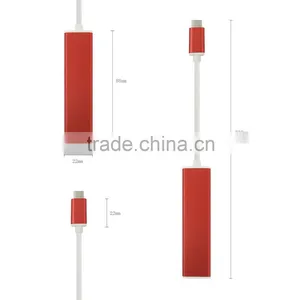 Portable High Speed USB Type C to 3-Port USB2.0 HUB With 1-Port 100M or 1000M Gigabit RJ45 thumbnail-5