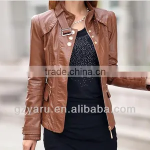 Women Brown Polo Jackets Fashionable Autumn Jackets 2013 thumbnail-1