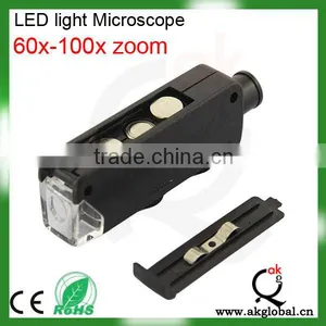 Smartphone LED Microscope,button Cell Powered 60-100x Zooming Manual Focus Light Microscope for IPhone 6 thumbnail-1