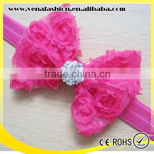Large Bow Knitted Diamond Flower Baby Hair Bow Headband thumbnail-5