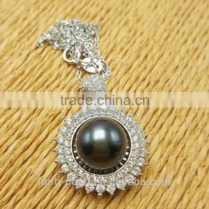 Wholesale Seawater S925 Silver Tahitian Pearl Pendant Necklace Jewelry thumbnail-1
