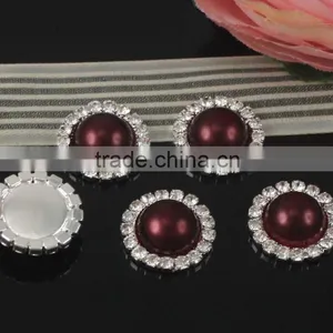 Small Round Shape Rhinestone Pearl Button thumbnail-1