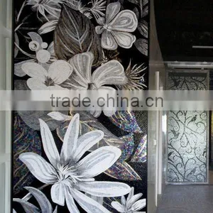 Decorative Lily Flower Glass Tile Mosaic Mural Patterns thumbnail-6