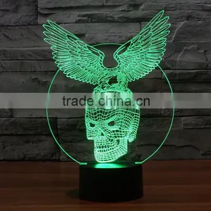 3D Optical Night Light Skull Wing 7 RGB Light Colors 10 LEDs AA Battery or DC 5V Mixed Lot thumbnail-6