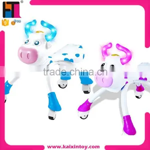 Updated Version Blue & Pink Lovely Cow Baby Walking Car With Wheels Electric Kids Ride on Car Animals Quality Choice thumbnail-1