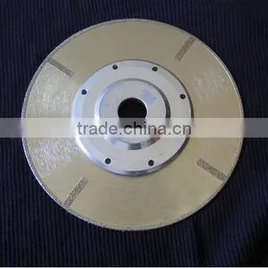 7" Continuous Rim Electroplated Travertine Cutting Diamond Blade With Straight Protections and Flange thumbnail-2