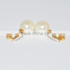 Fashion Stainless Steel Pearl Earring With Diamond Jewellery thumbnail-6