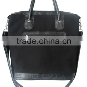 Men's Leather Canvas Messenger Travel Bag thumbnail-1