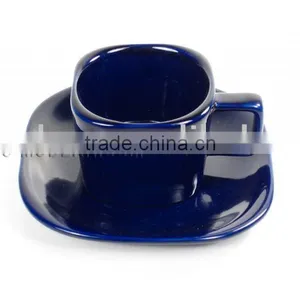 Black Cup & Saucer in Square Shape thumbnail-1