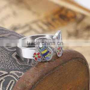2016 New Arrival Fashion Silver 3161 Stainless Steel Colorful Lovely Bear Finger Ring thumbnail-3