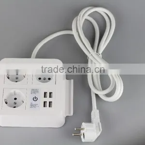 EU Standard 5V 8A 3 Schuko Socket 4 Usb Charging Outlets thumbnail-4