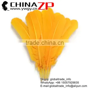 CHINAZP Crafts Factory Bulk Sale Natural Dyed Gold Solid Color Turkey Feathers for Sale thumbnail-1