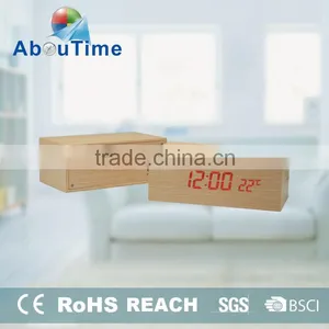Modern Cheap Cube Wooden LED Digital Alarm Clcok for Home Decoration thumbnail-1