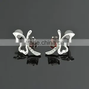 Fashion Garnet CZ Earrings, Hot Stud Earrings thumbnail-4
