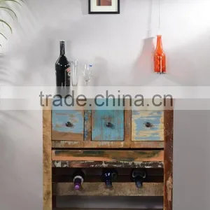 Recycled Wood Wine Trolly thumbnail-1