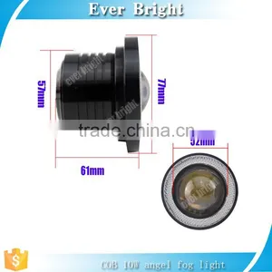 High Power 2.5" 3" 3.5" Cob 10W Projector Universal LED Fog Light w/ Blue COB Halo Angel Eye Rings thumbnail-2