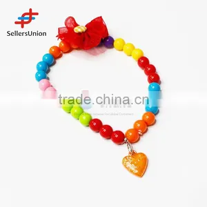 2017 No.1 Yiwu Agent Commission Agent Needed Hot Sale Pink Pet Cat Bead Pendant Collar Pet Necklace Dog Collar thumbnail-1