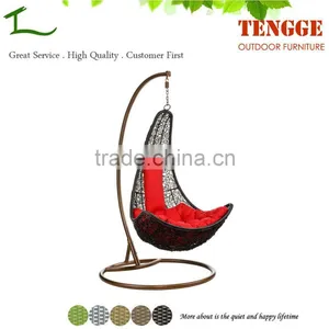 TG15-0132 Half Moon Shape Black Resin Wicker Indoor Outdoor Swing thumbnail-1