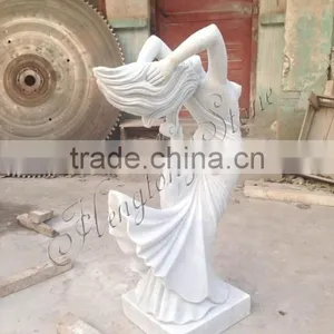 White Marble Abstract Art Deco Lady Sculpture thumbnail-2