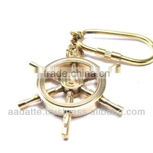 Nautical Navy Ships Brass Wheel Key Chain Ring Nautical Key Chain thumbnail-1