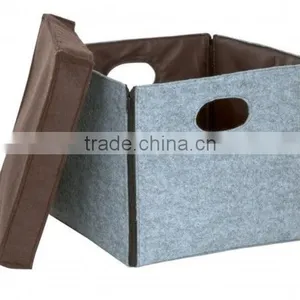 Homes Collapsible Lid Fabric Felt Tote Storage Cube Bin thumbnail-1
