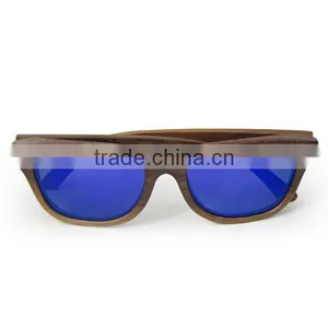2017 New Arrival High Quality Blue Lens Ebony Wood Sunglasses With Engraved Logo thumbnail-1
