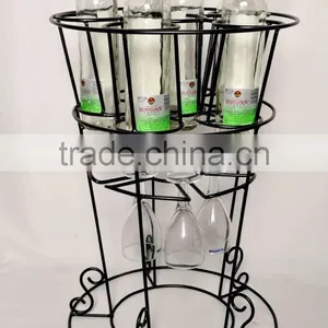 Round Tall Metal Floor Wine Bottle Stand thumbnail-1
