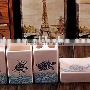 New Ceramic Bathroom Set With Sea Pattern thumbnail-6