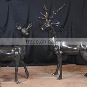 Hot Sale Christmas Home Decor Metal Crafts Bronze Life Size Deer Statues thumbnail-5