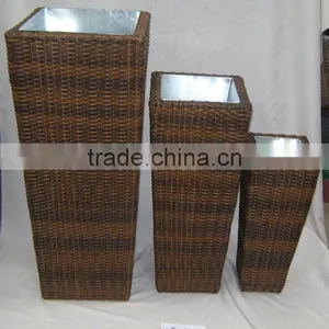 PE/PLASTIC RATTAN W/ZINC PLANT POT thumbnail-1