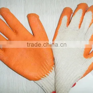 Sunnyhope10"yellow Liner Green ChipT/C Latex Palm Coated Gloves,free Sample Gloves thumbnail-3