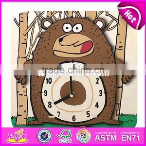 2017 New Design Children Cartoon Wooden Alarm Clock Puzzle for Sale W14K013 thumbnail-1