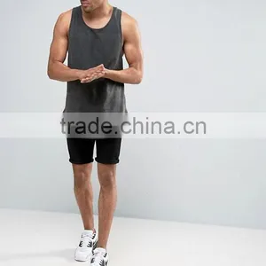 2017 Competitive New Design Custom Green Color Gym Wear Comfortable 65% Cotton 35% Polyester Fashion Men's Gym Tank Tops thumbnail-4