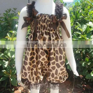 New Arrivals Cheveron Romper Zig Zag Turquoise Satin Bow Straps Baby Rompers thumbnail-1