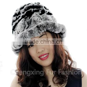 CX-C-195M Fashion Wholesale Hand Knitted Warm Rabbit Fur Winter Woman Hat thumbnail-5