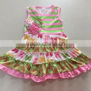 High Quailty Easter Baby Dress Girls Clothing With Ruffle Children Kids Dress With Bib thumbnail-6