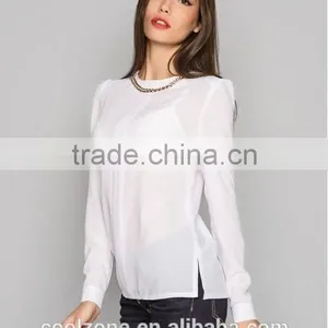 2015 New Office Blouse Design Long Sleeve Chiffon Blouse for Women thumbnail-3