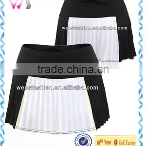 88% Polyester 12% Lycra Colorblocked Pleat Fashion Wrap Mini Tennis Skirt thumbnail-2