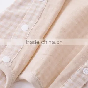 Wholesale Quality Baby Clothing Organic Cotton Onesie Baby Romper Plaid thumbnail-5