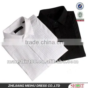 Exclusive Style 100%Cotton Men White Tuxedo Dress Shirt With Peaked Collar And14 Pleats Each Side thumbnail-1