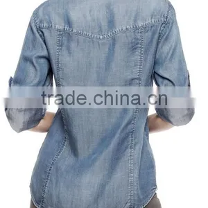 2015 Fitted Button Down Girl's Fashion Jeans Shirt OEM Service Wholesale New Luxury Casual Shirt Slim Fit Stylish Dress Shirts thumbnail-4