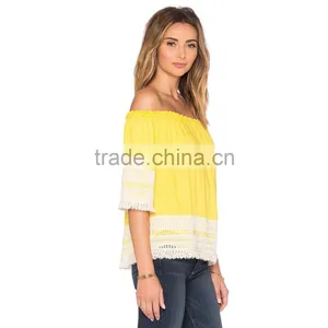 Off Shoulder Lace Style Ladies New Models Elegant Blouses thumbnail-2