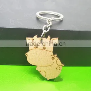 Chinese Zodiac Cow Wood Keychain Customized Carving Wood Craft thumbnail-1