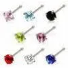 Round Prong Set Zircon 316l Surgical Stainless Steel Nose Ring Jewelry / Nose Stud Without Tags thumbnail-1