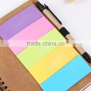 Customised Logo Kraft Blank Cover White Lined Inner Paper Spiral Notebook With Pen Colorful Sticky Notes Divider thumbnail-2