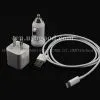 3 in 1 Travel Kit US/EU Plug Wall Charger Adapter + Car Charger + 8 Pin to USB 2.0 Data Cable for IPhone 5,iTouch 5 thumbnail-1