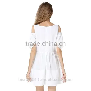 New Design Black Short Sleeve Hollow Out Pleated Tunic Ladies Dress SD77 thumbnail-2