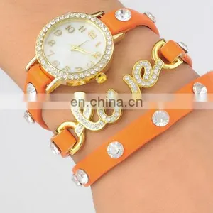 Newest Design Women Watches Retro Faux Leather Quartz Wristwatch With Bronze LOVE Word Luxury Watches Ladies thumbnail-4