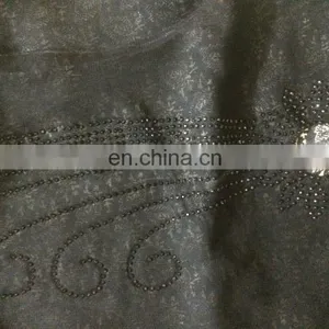 Black Colour Lycra (Stretchable) With Printed Satin & Net / Latest Fashionable Diamond Stone Work Stylish Burkha (dubai Abaya) thumbnail-6