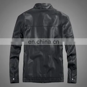 HOT BALCK MEN'S Lamb Skin Leather Classic Jacket Coat thumbnail-2